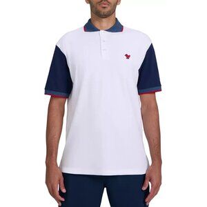 Bad Birdie Pique Golf Polo White Dark Navy Red Shirt Short Sleeve USA Men's XXL